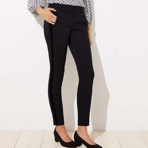 LOFT Marissa Black Tuxedo Velvet Stripe Skinny Pants Size 6 NWT